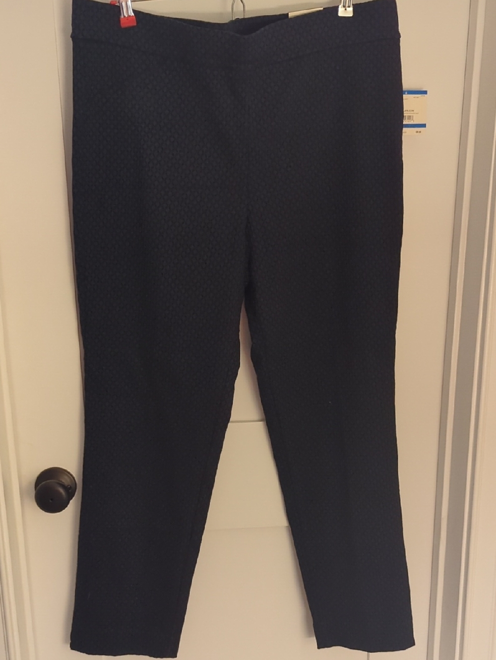 Anne Klein Navy Textured Cropped Dress Pants
